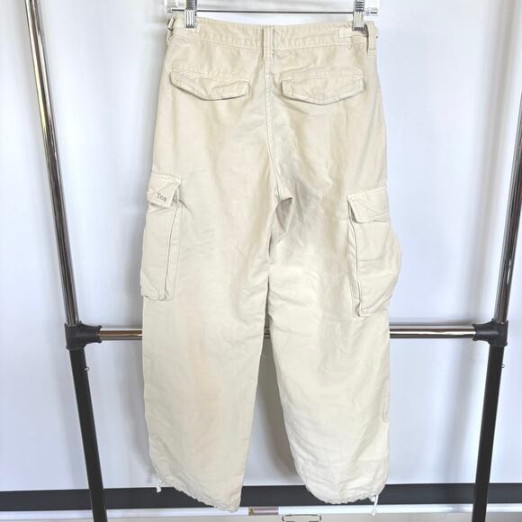Tna Aritzia Cream Cargo Baggy Combat Pants Pockets Streetwear Dystopian Size 0 - Picture 3 of 12